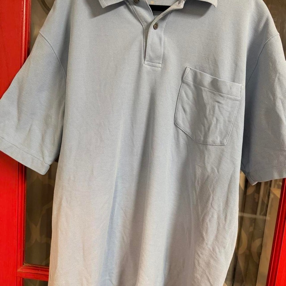 LL Bean Traditional Fit Mens Polo Shirt Blue Short Sleeve Pocket Medium